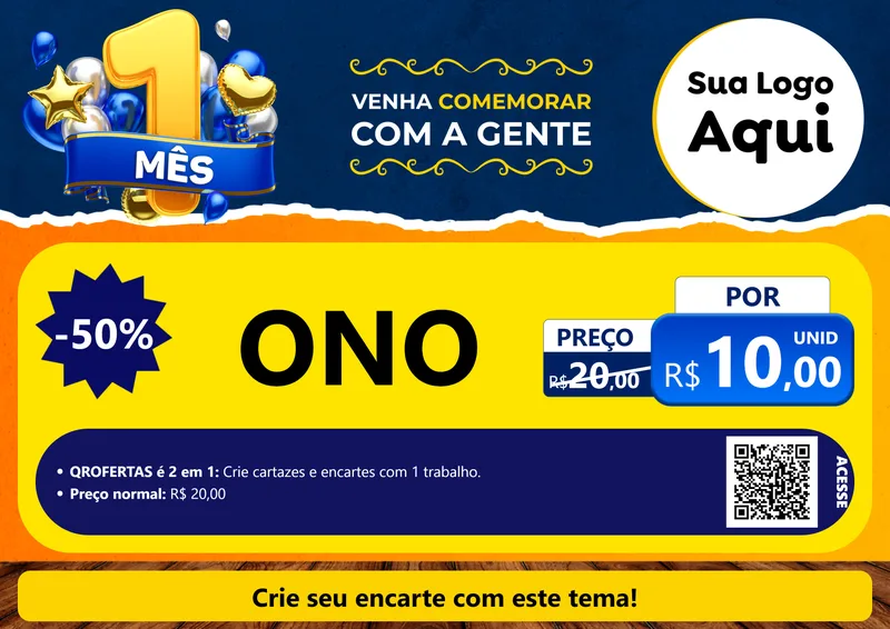 Modelo de Cartaz para Cartaz A4 Horizontal com o tema Um Mês de Aniversário para Óticas