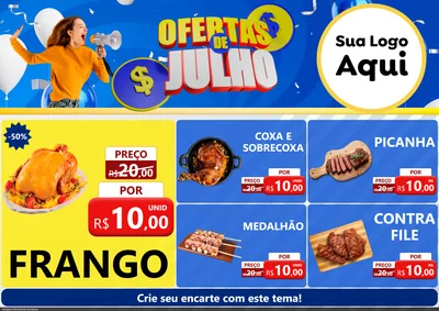 Modelo de Encarte para Encarte A4 Horizontal com o tema Ofertas de Julho para Assados