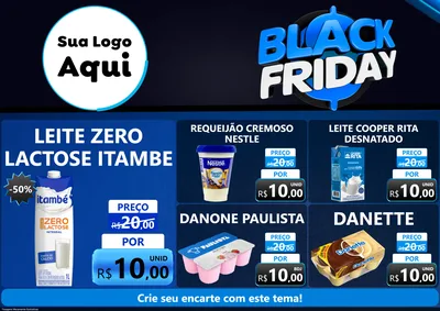 Modelo de Encarte para Encarte A4 Horizontal com o tema Black Friday para Frios e Laticínios