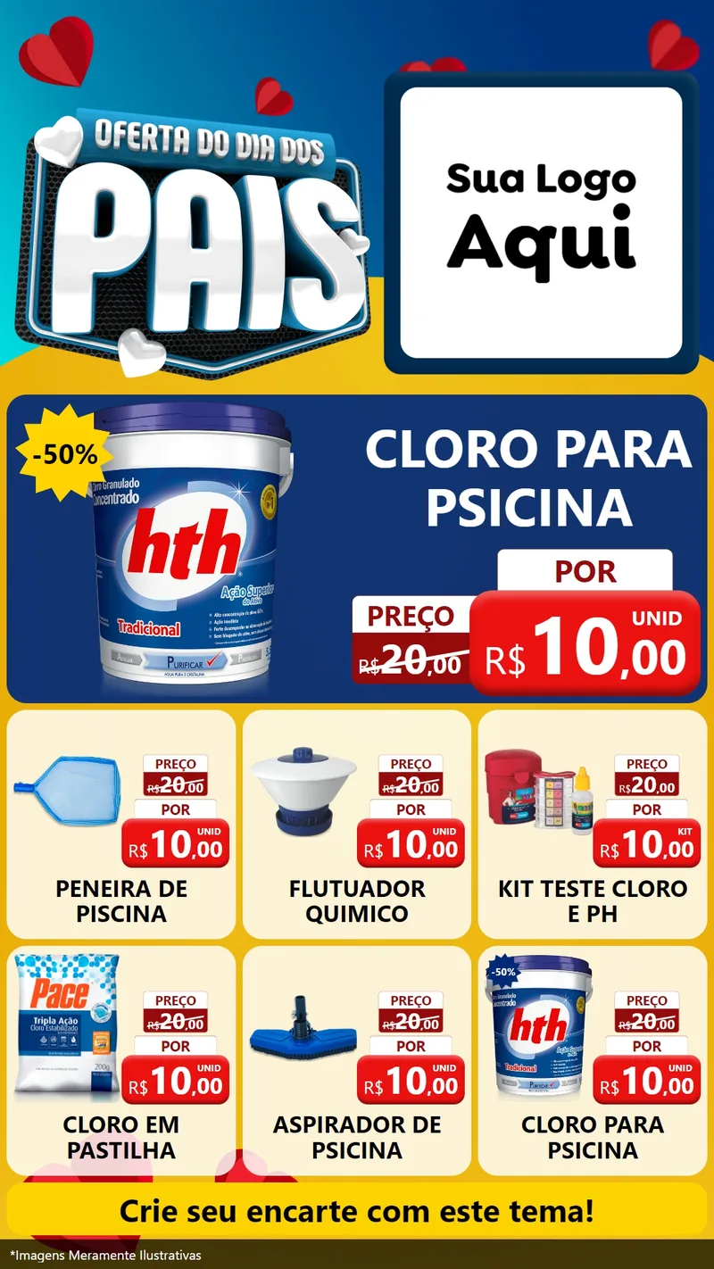 Modelo de Rede Social para Stories com o tema Oferta Do Dia Dos Pais para Produtos para Piscina