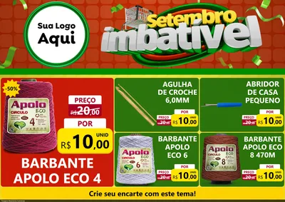 Modelo de Encarte para Encarte A4 Horizontal com o tema Setembro Imbatível para Armarinho e Aviamentos