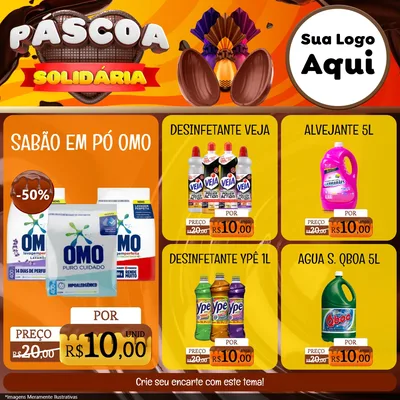 Modelo de Rede Social para Feed Facebook com o tema Páscoa Solidária para Produtos de Limpeza