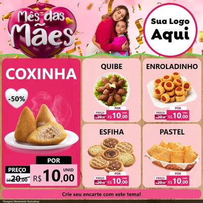 Modelo de Rede Social para Feed Facebook com o tema Mês das Mães para Salgadaria
