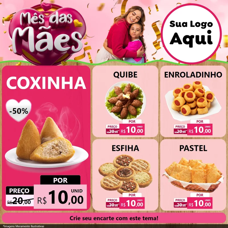 Modelo de Rede Social para Feed Facebook com o tema Mês das Mães para Salgadaria