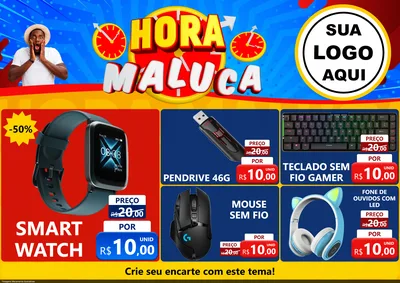 Modelo de Encarte para Encarte A4 Horizontal com o tema Hora Maluca para Informática
