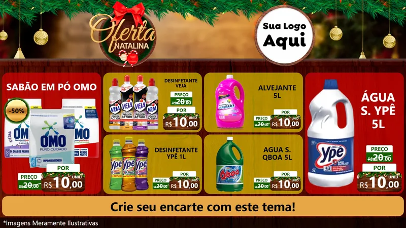 Modelo de TV para TV Horizontal com o tema Ofertas Natalina para Produtos de Limpeza