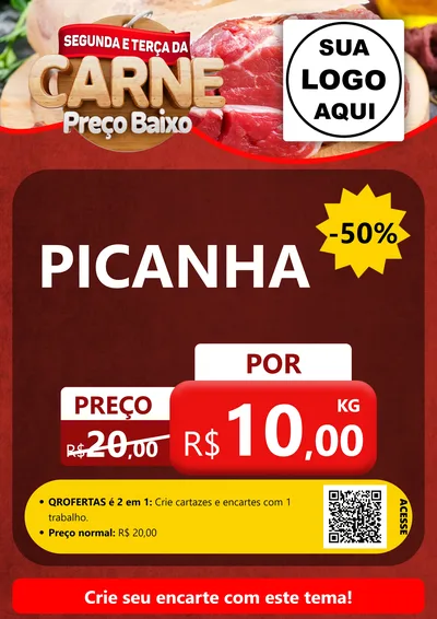 Modelo de Cartaz para Cartaz A4 Vertical com o tema Segunda e Terça da Carne para Açougue