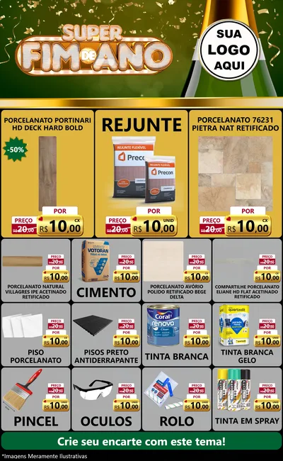 Modelo de Encarte para Encarte Grande com o tema Super Fim de Ano para Pisos e revestimentos