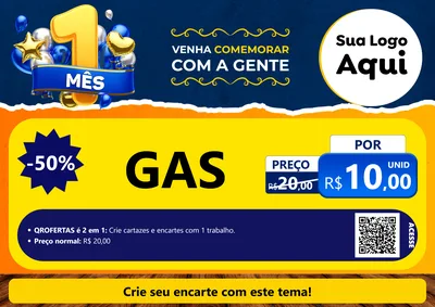 Modelo de Cartaz para Cartaz A4 Horizontal com o tema Um Mês de Aniversário para Água e gás