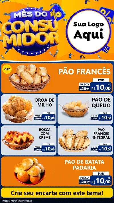 Modelo de TV para TV Vertical com o tema Mês do Consumidor para Padaria