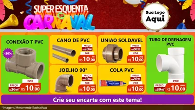 Modelo de TV para TV Horizontal com o tema Super Esquenta de Carnaval para Tubos e conexões