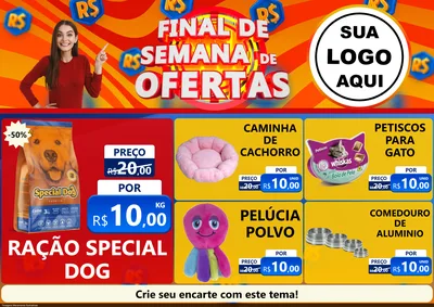 Modelo de Encarte para Encarte A4 Horizontal com o tema Final de Semana de Ofertas para Pet Shop