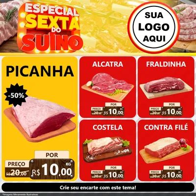 Modelo de Rede Social para Feed Facebook com o tema Especial Sexta do Suíno para Açougue