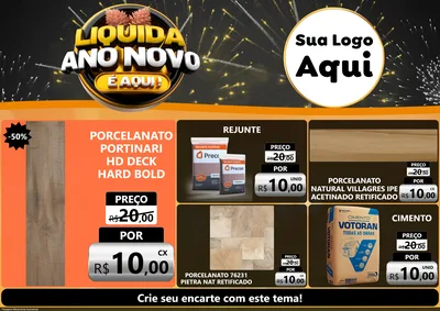 Modelo de Encarte para Encarte A4 Horizontal com o tema Liquida Ano Novo É Aqui! para Pisos e revestimentos