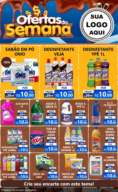 Modelo de Encarte para Encarte Grande com o tema Ofertas da Semana - Páscoa para Produtos de Limpeza