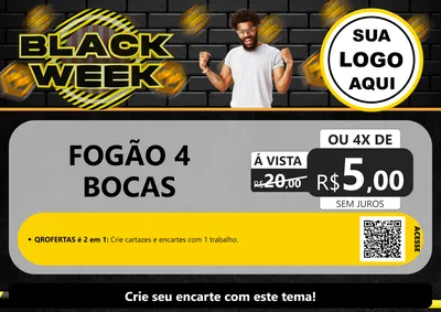Modelo de Cartaz para Cartaz A4 Horizontal com o tema Black Week para Móveis e Eletro