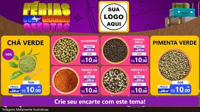 Modelo de TV para TV Horizontal com o tema Férias com Grandes Ofertas para Produtos Naturais