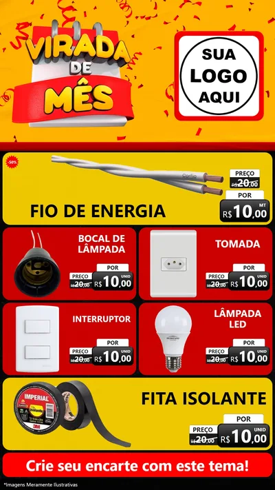 Modelo de TV para TV Vertical com o tema Virada de Mês para Materiais Elétricos