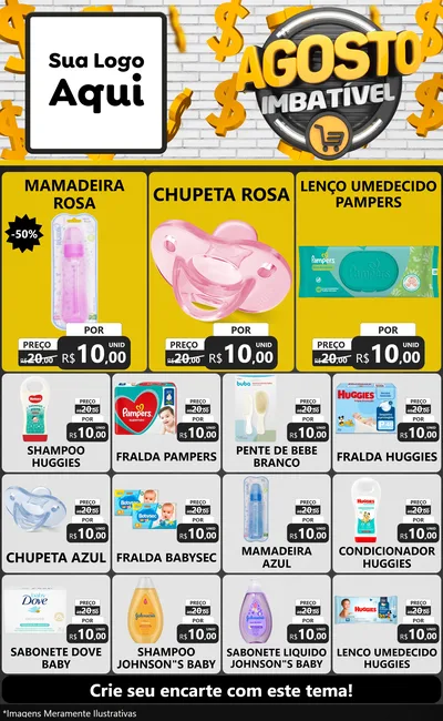 Modelo de Encarte para Encarte Grande com o tema Agosto imbatível para Bebês