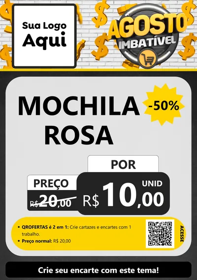 Modelo de Cartaz para Cartaz A4 Vertical com o tema Agosto imbatível para Papelaria