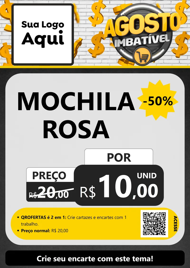Modelo de Cartaz para Cartaz A4 Vertical com o tema Agosto imbatível para Papelaria