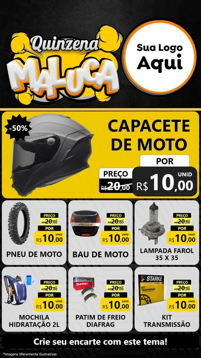 Modelo de Rede Social para Stories com o tema Quinzena Maluca para Moto peças