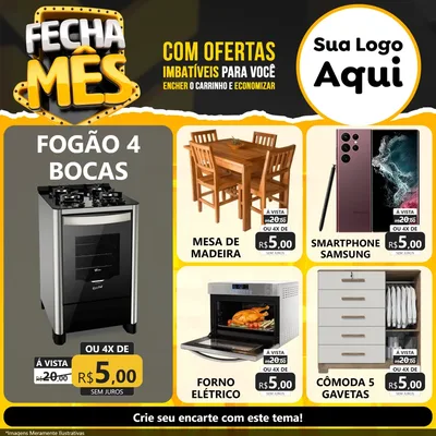 Modelo de Rede Social para Feed Facebook com o tema Fecha Mês para Móveis e Eletro