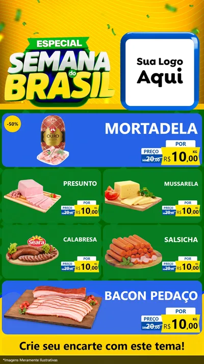 Modelo de TV para TV Vertical com o tema Especial Semana do Brasil para Frios e Laticínios