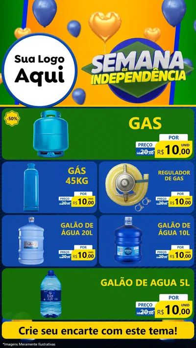 Modelo de TV para TV Vertical com o tema Semana da Independência para Água e gás