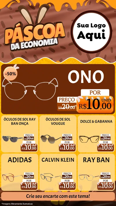 Modelo de Rede Social para Stories com o tema Páscoa da Economia para Óticas