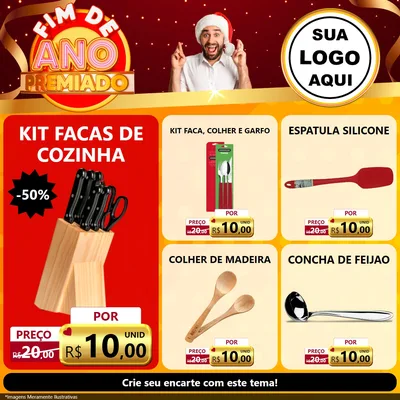 Modelo de Rede Social para Feed Facebook com o tema Fim de Ano Premiado para Utilidades Domésticas