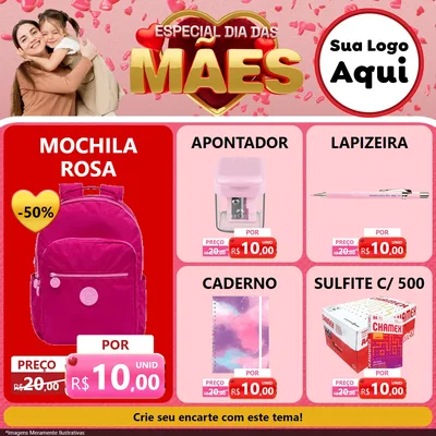 Modelo de Rede Social para Feed Facebook com o tema Especial Dia Das Mães para Papelaria