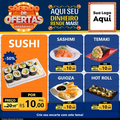 Modelo de Rede Social para Feed Facebook com o tema Sábado de Ofertas Imperdíveis para Comida japonesa