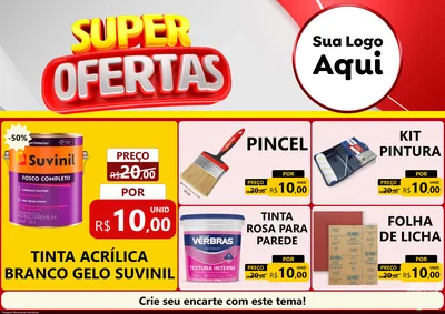 Modelo de Encarte para Encarte A4 Horizontal com o tema Super Ofertas para Tintas e Ferramentas