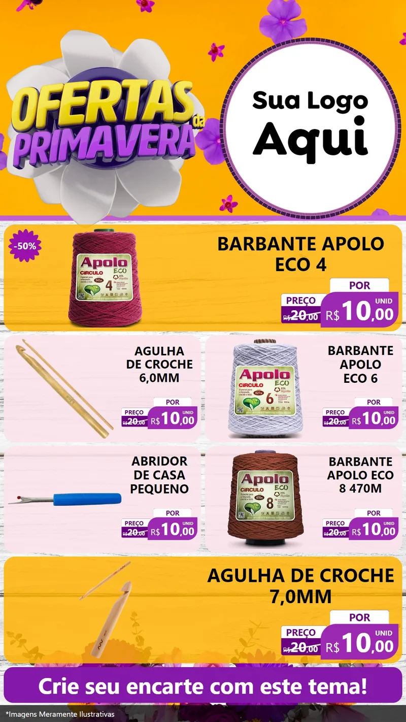 Modelo de TV para TV Vertical com o tema Ofertas Da Primavera para Armarinho e Aviamentos