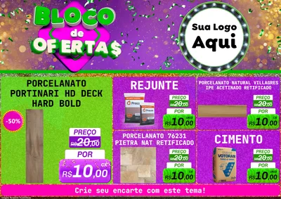 Modelo de Encarte para Encarte A4 Horizontal com o tema Bloco de Ofertas para Pisos e revestimentos