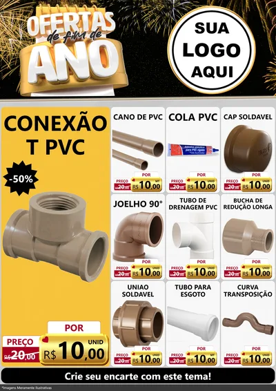 Modelo de Encarte para Encarte A4 Vertical com o tema Ofertas de Fim de Ano para Tubos e conexões
