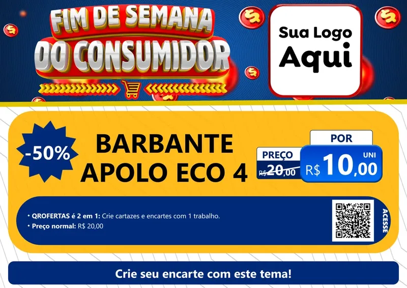 Modelo de Cartaz para Cartaz A4 Horizontal com o tema Fim de Semana do Consumidor para Armarinho e Aviamentos