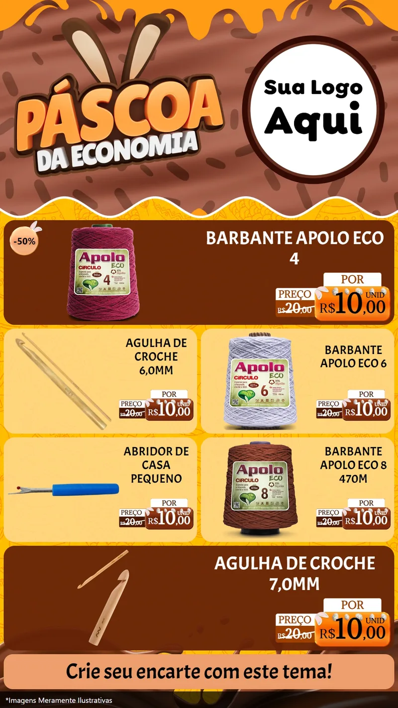 Modelo de TV para TV Vertical com o tema Páscoa da Economia para Armarinho e Aviamentos