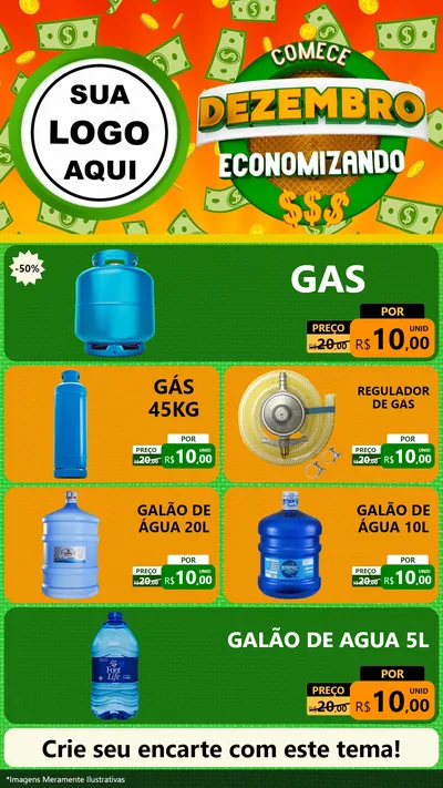 Modelo de TV para TV Vertical com o tema Comece Dezembro Economizando para Água e gás