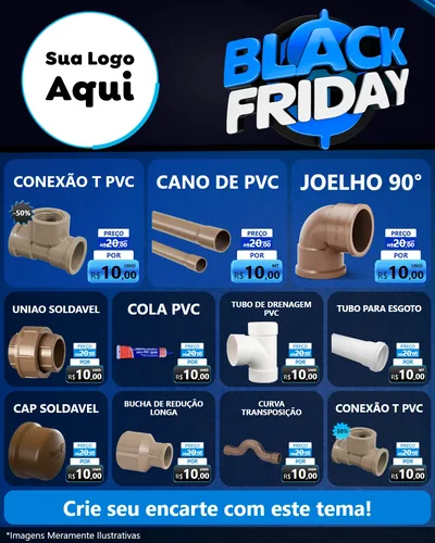 Modelo de Rede Social para Feed Instagram com o tema Black Friday para Tubos e conexões