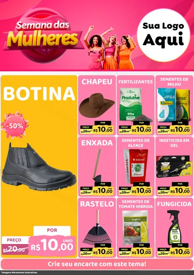 Modelo de Encarte para Encarte A4 Vertical com o tema Semana das Mulheres para Agropecuária