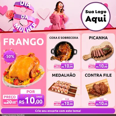 Modelo de Rede Social para Feed Facebook com o tema Dia da Mulher para Assados