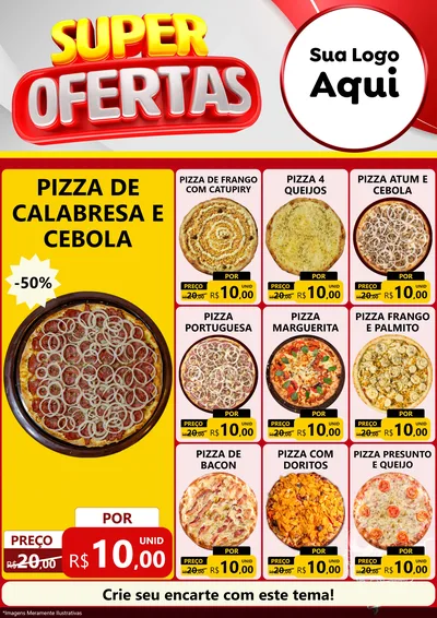 Modelo de Encarte para Encarte A4 Vertical com o tema Super Ofertas para Pizzaria