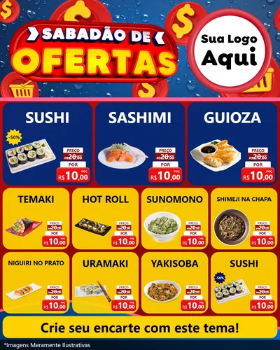 Modelo de Rede Social para Feed Instagram com o tema Sabadão de Ofertas para Comida japonesa