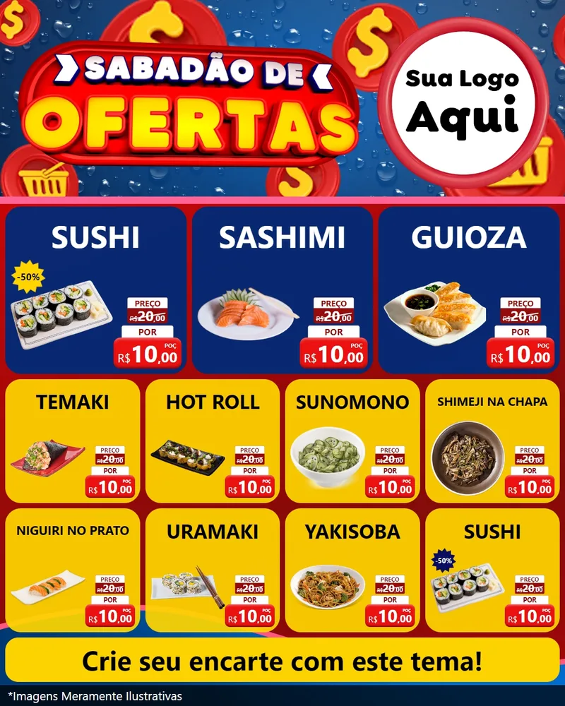 Modelo de Rede Social para Feed Instagram com o tema Sabadão de Ofertas para Comida japonesa