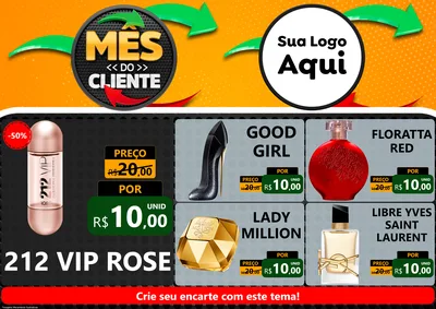 Modelo de Encarte para Encarte A4 Horizontal com o tema Mês do Cliente para Perfumes