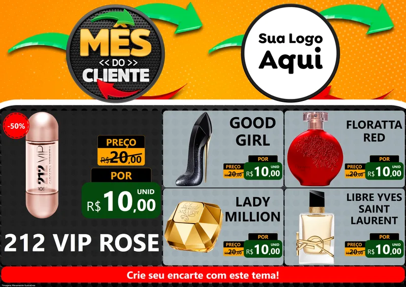 Modelo de Encarte para Encarte A4 Horizontal com o tema Mês do Cliente para Perfumes