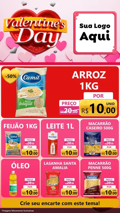 Modelo de Rede Social para Stories com o tema Valentine's Day para Supermercado
