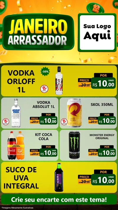 Modelo de TV para TV Vertical com o tema Janeiro Arrasador para Distribuidora de bebidas